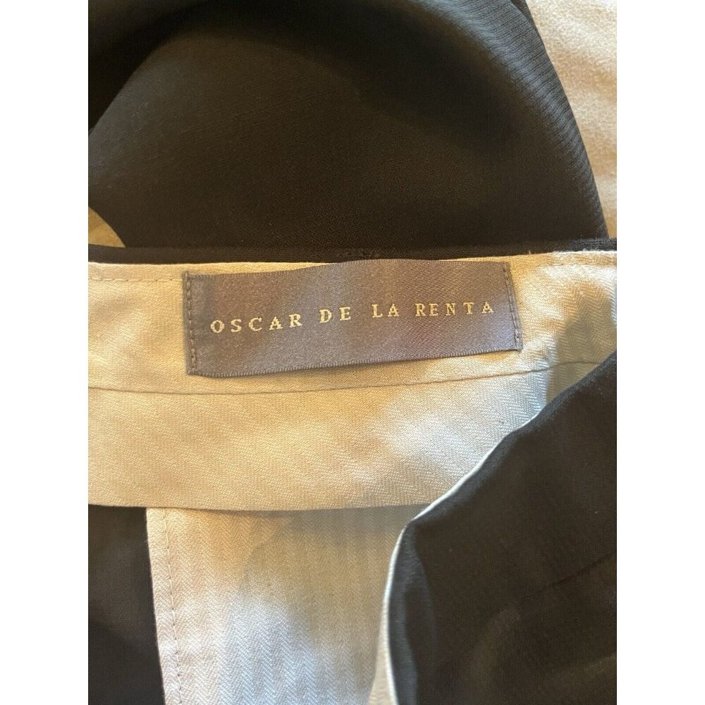 Vintage Oscar De‎ La Renta Mens Black Dress Pants Pleated Cuffed Hem Size 36x30